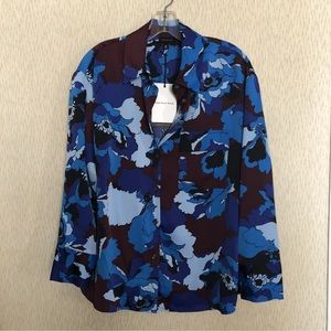 Who What Wear Peony Passion Floral Womens Blouse Medium Button Up Size M NEW